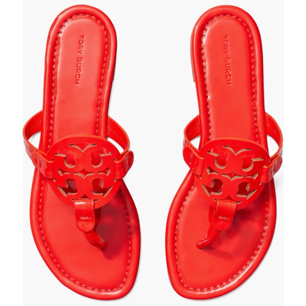 Tory Burch Red Miller Logo Thong Sandals